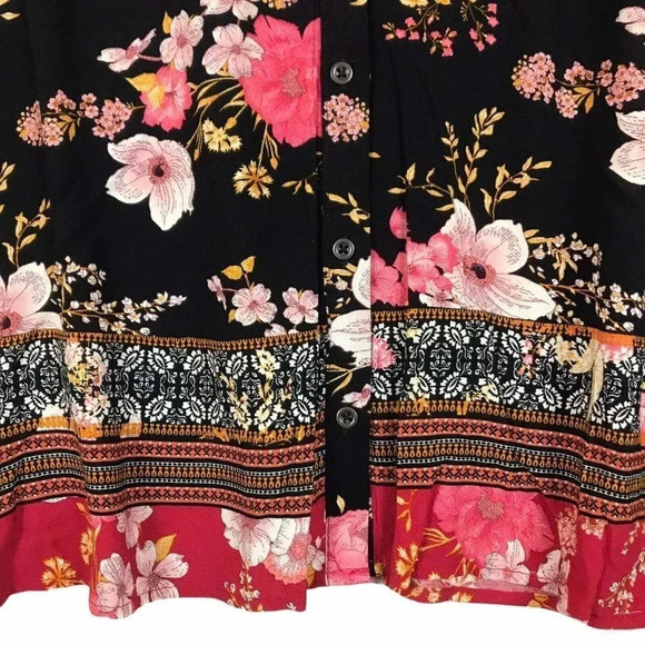 Knox Rose Womens Size XXL 2XL Floral Button Up Short Sleeve Top Shirt Career - Picture 7 of 13
